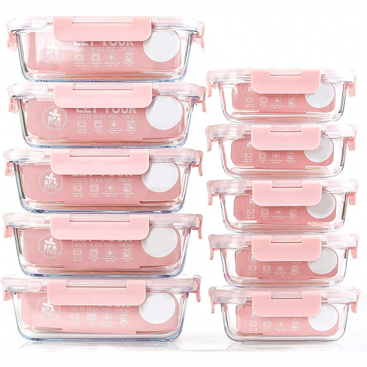 Meal Prep Freezer - Lot de 10 récipients en verre