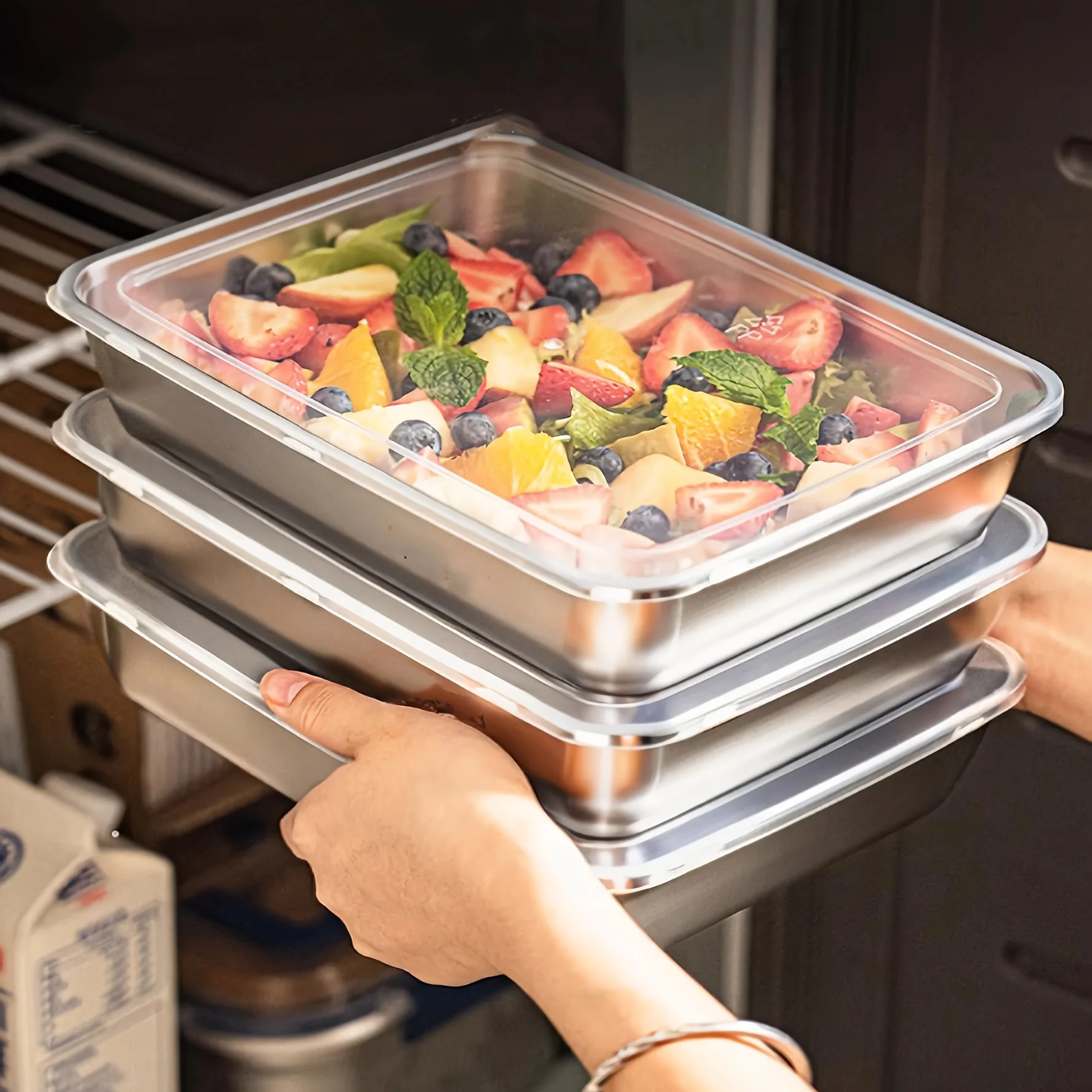 Meal Prep Freezer - 3 boîtes alimentaires en acier inoxydable