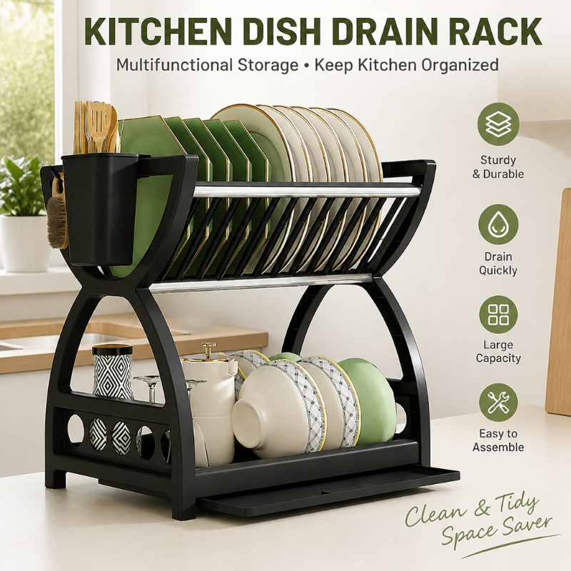 Meal Prep Organizer - Égouttoir à vaisselle à 2 niveaux,